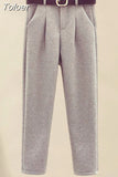 Toloer Autumn Winter Wool Suit Jacket Jacket Long Sleeve Knitted Sweater Casual Trousers Three Piece Set Elegant Women's Pant Set 102-0-Outfit