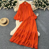 Suit Female Senior Sleeve Lace Splicing Lantern Long-Sleeved Shirt + High Waist Slim Swing