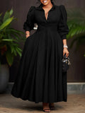 Women's Elegant Long-Sleeved Shirt Dress In Fashion And Long African
