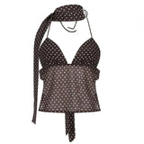 Polka Dot Backless Top with Scarf-Outfit