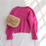 Short knitted Sweater Women 2022 New Pullover Autumn Winter loose Outer Wear Student Base Thick Lazy female Top