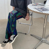 High Waist Long Flare Pant Bell Bottom Korean Summer Tie Dye Contrast Print Sexy Slim Harajuku Streetwear Cute