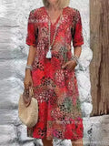 New Printed Summer V-Neck Casual Holiday Bag Dress Home Clothes