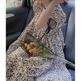 Women Print Puff Sleeve Loose A-line Stylish High Street French Sweet Lovely Holiday Chic Korean Version Student