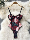 Women Strap Floral Print Bobysuits Ladies Camisole Korean Sexy Rompers Female Streetwear Vintage Slim