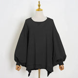 Loose Korean White Sweatshirt For Women O Neck Batwing Sleeve Side Split Casual Sweatshirts Female 2020 Fall