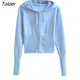 Spring New Hoodie Cropped Top And Pants Sets White Y2k Casual Outfits Low Waist Knit Two Piece Sets For Women