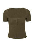 Solid Color Short Sleeve Tee-Outfit