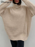 Sweaters Turtleneck Women Autumn Winter Knit Pullover Loose Blue Thick Winter Basic Turtleneck Women Sweaters