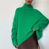Women's Turtleneck Knitted Sweater Oversized Korean Ins Style Ladies Casual Loose Solid Base Sweater All-match Pullover