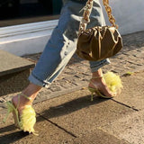 party Sexy Feather Flat Sandals Women Candy flip-flops Summer Fur Shoes Green Ladies Luxury Sandalias Party Wedding Shoes Bride