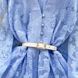 Sweet Court Style V-Neck Lantern Sleeve Embroidery Collection Thin Single Buckle A Word Elegant Dress