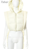 Women Vest Solid Zip Up Hooded Bread Jacket Casual Outwear Sleeveless Cotton Vests Coat Spring 2023 Sexy
