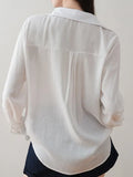 Toloer Splicing Two V-Neck White Shirt Women's 2025 New Spring Top Design Small