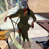 Yiallen Autumn Two Piece Set Women Long Sleeve Hooded Zipper Pocket Sporty Jackets+Leggings Matching Sets Workout Stretchy