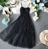 VAREY LIN 2022 women summer Stars V-neck Sleeveless Vestidos Sexy Dress equined Party Dress Mesh Patchwork New Long