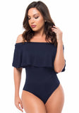 Sexy Off-the-shoulder Short Sleeves Solid Ruffles