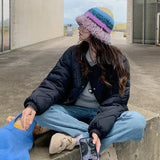 Korean Version Of The Small Man Wearing Light Diamond Cotton Coat Female Autumn Winter New Simple Fashion Short Warm Padded Clothes-Outfit