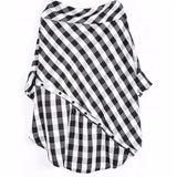Women Black Plaid Big Size Blouse New Slash Neck Threequarter Sleeve Loose Fit Shirt Fashion Spring Autumn 2023