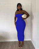 Sexy Solid Color Tube Top Bodycon Dress Women Clothing Summer 2021 Party Clubwear Maxi Dresses