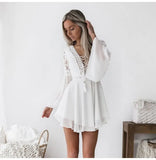 Dress Lace Hollow Out Women Bandage Mini Short Dresses Party White Black Fitted Clothing Summer 2020 Outfits For