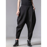 2023 New Spring Autumn High Elastic Waist Loose Spliced Pleated Harem Pants Women Trousers Fashion Tide All-match
