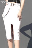 Bodycon Women's High Waist Bandage Skirt 2023 New Knee Length Midi Pencil Office Party Club Elegant Skirts