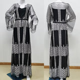 Dress Women Sexy Mesh Africa Clothing 2pecs Bronzing Large Swing Banquet Party Dance Prom Club Flare Sleeve Summer