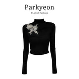 New Chinese-Style Atmosphere With Bow Embroidered Long-Sleeved Blouse Dress Autumn Burst