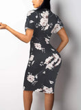 Printed Elegant O-Neck Short Sleeves Midi