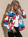 Fashion Print Turndown Collar Long Sleeve