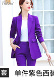 Women Elegant Temperament Long Sleeve Lapel Blazer Or Pants Casual Solid Color Business Occupation Office Clothing