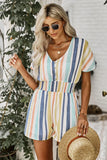 Stripe V-Neck Smocked Waist