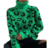 And Winter New High-Necked Knitted Leopard