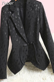 Women Fashion Long Sleeve Chic Blazer Elegant Chic Classic Clothing All-match Turndown Collar Casual Clothing Blazer