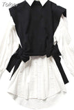 2023 new Autumn fashion women clothes round neck sleeves knits vest turn-down collar ruffles single breasted dress