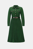 Belted Button Down Pleated