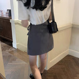 Pleated Skirt Women Elegant Lace-up High Waist A-line Mini Skirts Sexy Summer Office Lady Preppy Style Korean