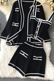 Long Sleeve V Neck Cardigan Jacket + Sling Vest + High Waist Shorts High Quality Chic Button Knitted Vintage 3 Piece