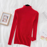 Winter Pullover Sweater Turtleneck Knitwear Long Sleeve Slim Soft Warm Basic Jumper Bottoming Women's Short Tops