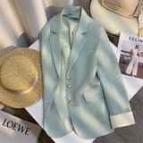 Toloer Spring Dress New Advanced Design Sense Blue Suit Jacket Female Korean Foreign Style Korean Version Casual Small Suit Female-Outfit