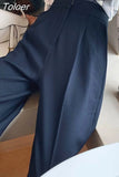 Transparent White Pants For Women High Waist Zipper Pocket Big Large Size Long Wide Leg Navy Blue