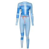 Women Long Sleeve CropTop Slim Outfit Tracksuit 2PCS Set Letter Print High Elastic Skinny Leggings Female