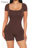 Skinny Yoga Jumpsuit Solid Color Long Sleeves Ribbed Bodysuit Casual Gym Fitness Running One Piece Overalls
