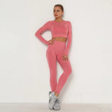 Sets Skinny Tracksuit Breathable Bra Long Sleeve Top Seamless Outfits High Waist Push Up Leggings Gym Clothes Sport