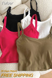 Women Sexy Backless Camis Underwear Padded Bra Fixing Cup Cross Back Knitted Crop Tops Off Shoulder Tops For