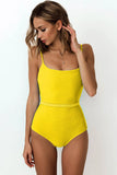Toloer Popular Female One-Piece Swimsuit Solid Color Special Cloth Belt Integrated Bikini 19139-Outfit