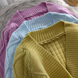 Vintage Short Cardigan Knitted Sweater Women 2023 Autumn Winter Long Sleeve Solid Sweaters Coat & Jackets