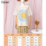 Loose Retro Print T Shirt Women Short Sleeve O Neck Cotton Tshirt Shirts Summer 2023 Woman tshirts Oversize Tops