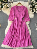 Dress Vintage Sexy Lantern Sleeve Mid-Calf Dress Beach Bohemian Women'Summer Sundress 2022 Casual